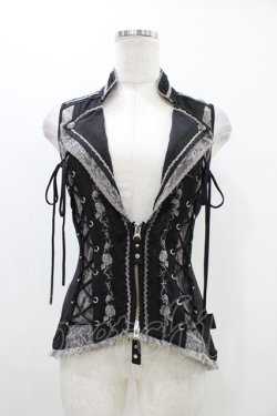 画像4: Ozz Croce / 薔薇刺繍2Wayオーバーベスト  黒 H-25-11-06-1013-OO-TO-KB-ZH