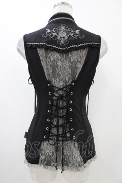 画像5: Ozz Croce / 薔薇刺繍2Wayオーバーベスト  黒 H-25-11-06-1013-OO-TO-KB-ZH