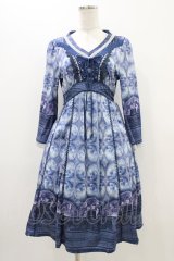 OZZ ANGELO / 宗教画プリントワンピース  ブルー H-25-11-06-1020-OO-OP-KB-ZH