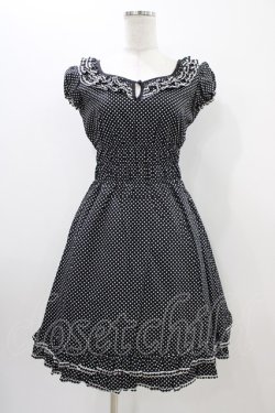 画像1: MILK / ドットシャーリングフリルワンピース  黒 H-25-11-06-1023-ML-OP-KB-ZH