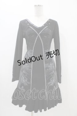 画像1: Ozz Croce / 龍プリントニットソーワンピース  黒 H-25-11-06-1024-OO-OP-KB-ZH