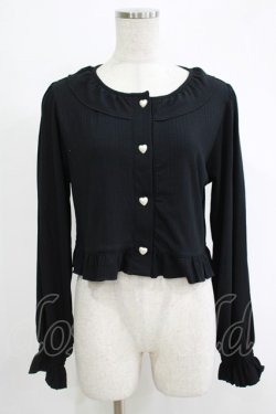 画像1: FLC / 星名桜子/フリルテレコカーディガン L ブラック H-25-11-06-062-LO-TO-NS-ZH