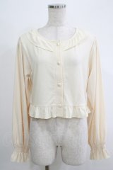 FLC / 星名桜子/フリルテレコカーディガン L アイボリー H-25-11-06-063-LO-TO-NS-ZH