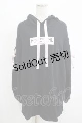 Honey Cinnamon / レースアップパーカーワンピース M ブラック H-25-11-06-069-LO-OP-NS-ZH