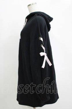 画像2: Honey Cinnamon / レースアップパーカーワンピース M ブラック H-25-11-06-069-LO-OP-NS-ZH