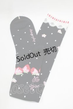 画像1: Angelic Pretty / Little Bunny Strawberryオーバーニー  ブラック H-25-11-06-077-AP-AC-NS-ZH