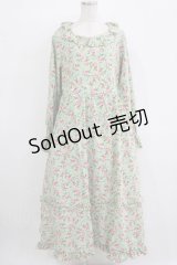 FLC / 星名桜子/花柄フリルワンピース L ミント H-25-11-06-010-LO-OP-NS-ZH