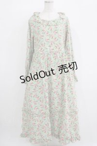 FLC / 星名桜子/花柄フリルワンピース L ミント H-25-11-06-010-LO-OP-NS-ZH