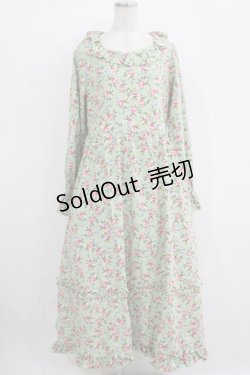画像1: FLC / 星名桜子/花柄フリルワンピース L ミント H-25-11-06-010-LO-OP-NS-ZH