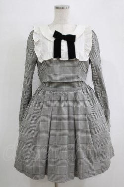 画像1: Ank Rouge / チェック柄ヨークフリルSET/UPワンピース M ブラック H-25-11-06-021-CA-OP-NS-ZH