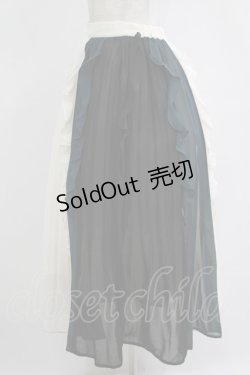 画像2: axes femme / 配色フリル×プリーツスカート Free オフ/ブラック/グリーン H-25-11-06-023-AX-SK-NS-ZH