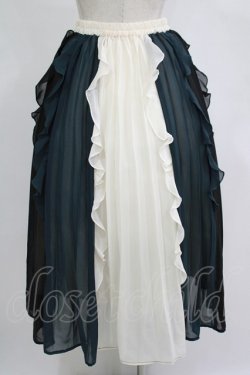 画像3: axes femme / 配色フリル×プリーツスカート Free オフ/ブラック/グリーン H-25-11-06-023-AX-SK-NS-ZH