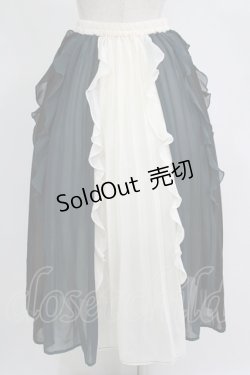 画像3: axes femme / 配色フリル×プリーツスカート Free オフ/ブラック/グリーン H-25-11-06-023-AX-SK-NS-ZH