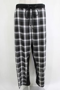 Ozz conte / チェック切替サイドジップパンツ  黒 H-25-11-07-027-OO-PA-KB-ZH