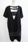 Na+H / バックベルト半袖ワンピース  黒 H-25-11-07-032-PU-OP-KB-ZH