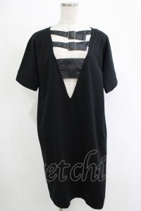 Na+H / バックベルト半袖ワンピース  黒 H-25-11-07-032-PU-OP-KB-ZH