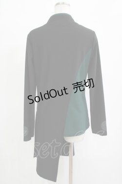 画像3: Qutie Frash / チャイナアシメカットソー  黒×緑 H-25-11-07-034-QU-TO-KB-ZH