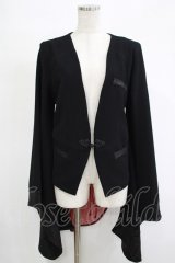 Qutie Frash / 着物袖ジャケット  黒×黒赤ストライプ H-25-11-07-035-QU-JA-KB-ZH