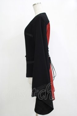 画像2: Qutie Frash / 着物袖ジャケット  黒×黒赤ストライプ H-25-11-07-035-QU-JA-KB-ZH