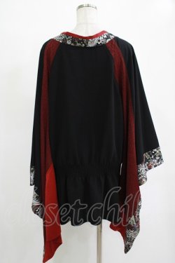 画像3: Qutie Frash / リボン帯付き着物チュニック  黒×赤 H-25-11-07-036-QU-TO-KB-ZH