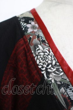 画像4: Qutie Frash / リボン帯付き着物チュニック  黒×赤 H-25-11-07-036-QU-TO-KB-ZH