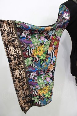 画像4: Qutie Frash / 着物カーディガン  ネオン（ブラック×カーキパイピング） H-25-11-07-037-QU-TO-KB-ZH