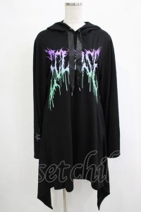 LISTEN FLAVOR / メタルロゴヘムラインパーカーワンピース  ブラック H-25-11-07-038-PU-OP-KB-ZH