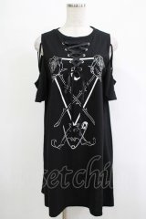 LISTEN FLAVOR / 黒薔薇の堕天使オープンショルダーレースアップワンピース  ブラック H-25-11-07-039-PU-TO-KB-ZT455