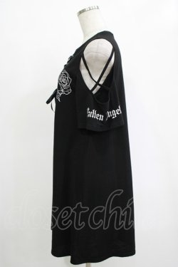 画像2: LISTEN FLAVOR / 黒薔薇の堕天使オープンショルダーレースアップワンピース  ブラック H-25-11-07-039-PU-TO-KB-ZH