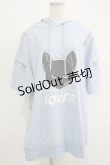 LISTEN FLAVOR / ミステリーキャットジップデザインパーカー  ライトブルー H-25-11-07-040-PU-TO-KB-ZH