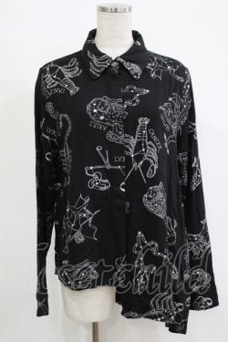 画像1: DISTURBIA / 総柄シャツ UK8 ブラック H-25-11-07-043-PU-BL-KB-ZH