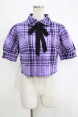 KILL STAR / HAYEE RIBBON SHIRT M ライラックタータン H-25-11-07-044-SL-BL-KB-ZH