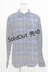 elements,H / ダメージチェックシャツ  青 H-25-11-07-045-PU-BL-KB-ZH