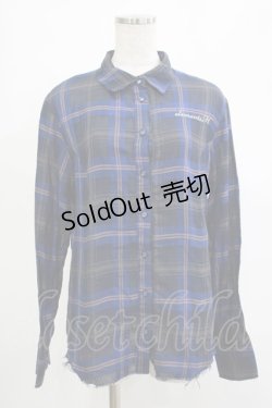 画像1: elements,H / ダメージチェックシャツ  青 H-25-11-07-045-PU-BL-KB-ZH