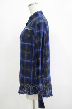 画像2: elements,H / ダメージチェックシャツ  青 H-25-11-07-045-PU-BL-KB-ZH