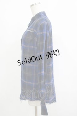 画像2: elements,H / ダメージチェックシャツ  青 H-25-11-07-045-PU-BL-KB-ZH