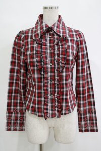 PEACE NOW / チェックフリルブラウス  赤 H-25-11-07-049-PU-BL-KB-ZH