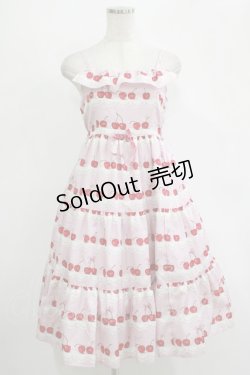 画像1: Shirley Temple / チェリースカラップレースプリントジャンパースカート  ピンク H-25-11-07-006-ET-OP-KB-ZH