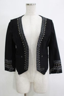 画像1: OZZ ANGELO / ノーカラージャケット  黒 H-25-11-07-050-OO-JA-KB-ZH