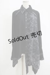 Ozz Croce / プリント切替アシメシャツ  黒 H-25-11-07-052-OO-BL-KB-ZH