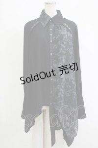 Ozz Croce / プリント切替アシメシャツ  黒 H-25-11-07-052-OO-BL-KB-ZH