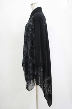 画像2: Ozz Croce / プリント切替アシメシャツ  黒 H-25-11-07-052-OO-BL-KB-ZH