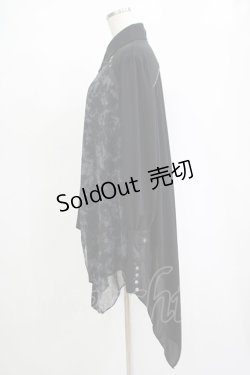 画像2: Ozz Croce / プリント切替アシメシャツ  黒 H-25-11-07-052-OO-BL-KB-ZH