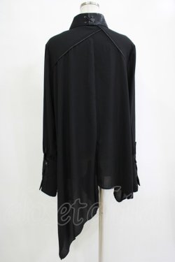 画像3: Ozz Croce / プリント切替アシメシャツ  黒 H-25-11-07-052-OO-BL-KB-ZH