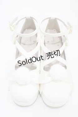 画像1: Amavel / ファーぽんリボン付クロスパンプス L オフ H-25-11-07-1001-CA-SH-NS-ZH