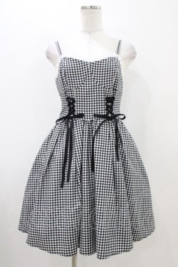 画像1: Ank Rouge / ギンガムスピンドルキャミワンピース M ブラック H-25-11-07-1035-CA-OP-NS-ZH