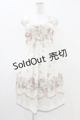 axes femme / シアーチェック花柄ワンピース M 生成り H-25-11-07-1037-AX-OP-NS-ZH