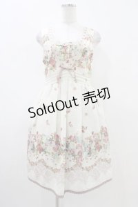 axes femme / シアーチェック花柄ワンピース M 生成り H-25-11-07-1037-AX-OP-NS-ZH