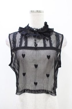 画像1: Hoshibako Works / ノースリーブレーシーカットソー Free ブラック H-25-11-07-1041-LO-TO-NS-ZH