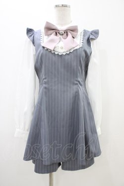 画像1: Ank Rouge / Bigリボンストライプコンビネゾン M グレー H-25-11-07-1042-CA-OP-NS-ZH